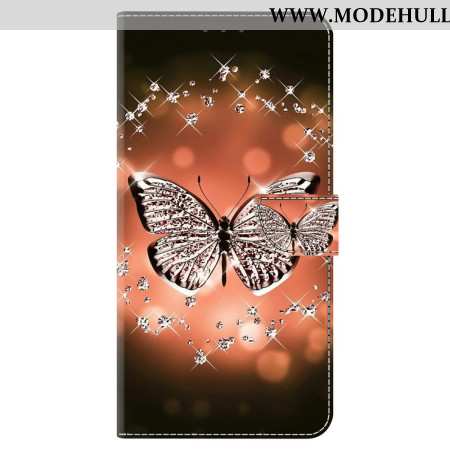 Lederhüllen Samsung Galaxy S24 5g Kristallschmetterling