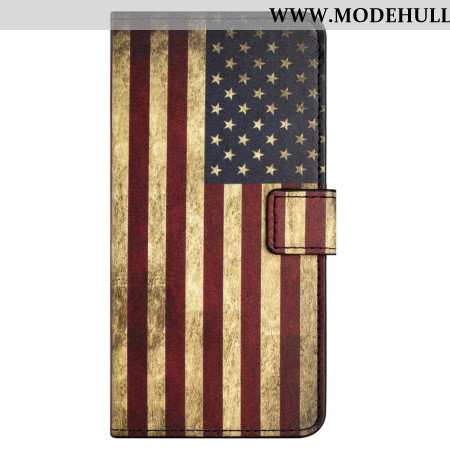 Lederhüllen Samsung Galaxy S24 Fe Handyhülle Amerikanische Flagge Im Vintage-stil