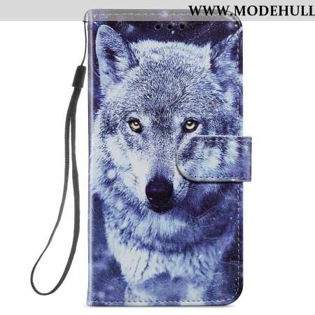 Lederhüllen Samsung Galaxy S24 Plus 5g Handyhülle Weißer Wolf Mit Riemen