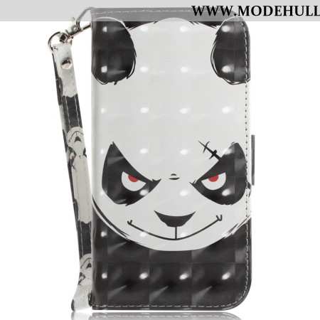 Lederhüllen Samsung Galaxy S24 Plus 5g Wütender Panda Mit Riemen