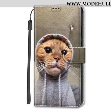 Lederhüllen Samsung Galaxy S24 Ultra 5g Handyhülle Katze Im Gelben Trägerpullover