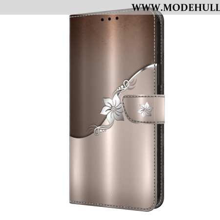 Lederhüllen Xiaomi 14 Silberne Blume