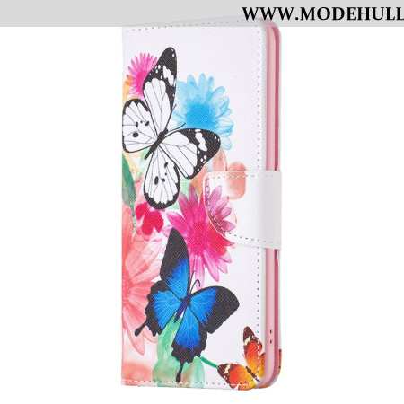 Lederhüllen Xiaomi Redmi Note 13 4g Aquarell-schmetterlinge