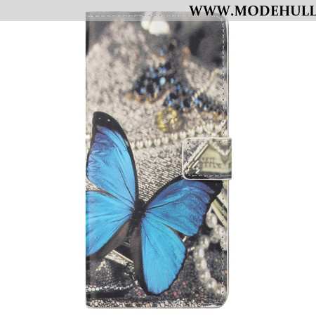 Lederhüllen Xiaomi Redmi Note 13 4g Handyhülle Blauer Schmetterling