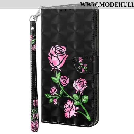 Lederhüllen Xiaomi Redmi Note 13 4g Rosa Blumen Mit Riemen