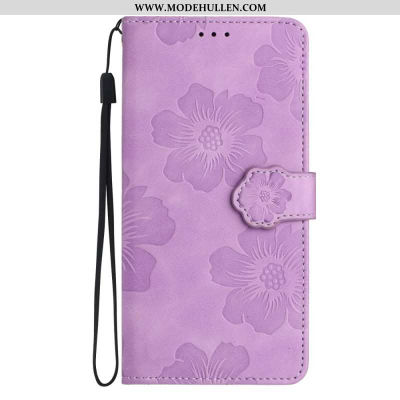 Lederhüllen iPhone 16 Blumenmuster Mit Riemen