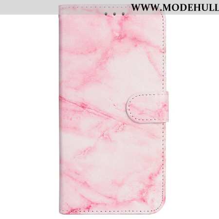 Lederhüllen iPhone 16 Plus Handyhülle Rosa Marmormuster