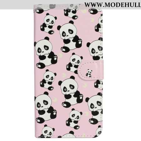 Lederhüllen iPhone 16 Pro Kleine Pandas Mit Riemen