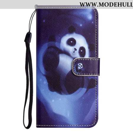 Lederhüllen iPhone 16 Pro Max Handyhülle Space Panda-gurt